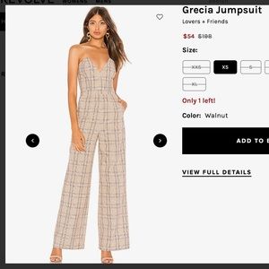 Lovers + Friends Plaid Strapless Jumpsuit